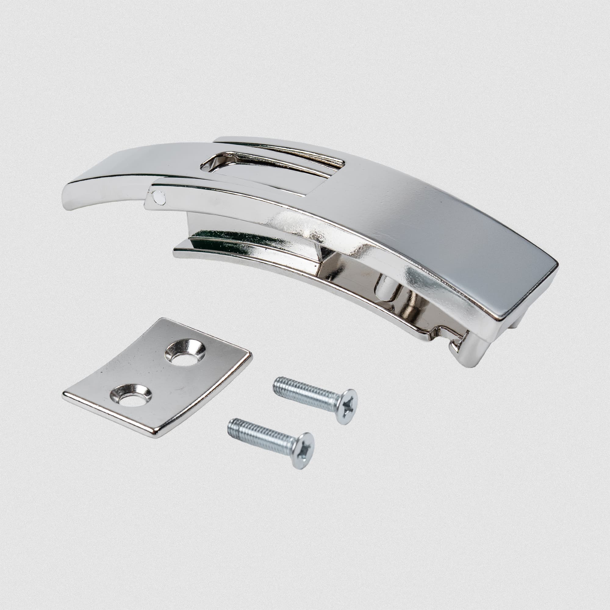 shot of nickel lever attachment and hardware