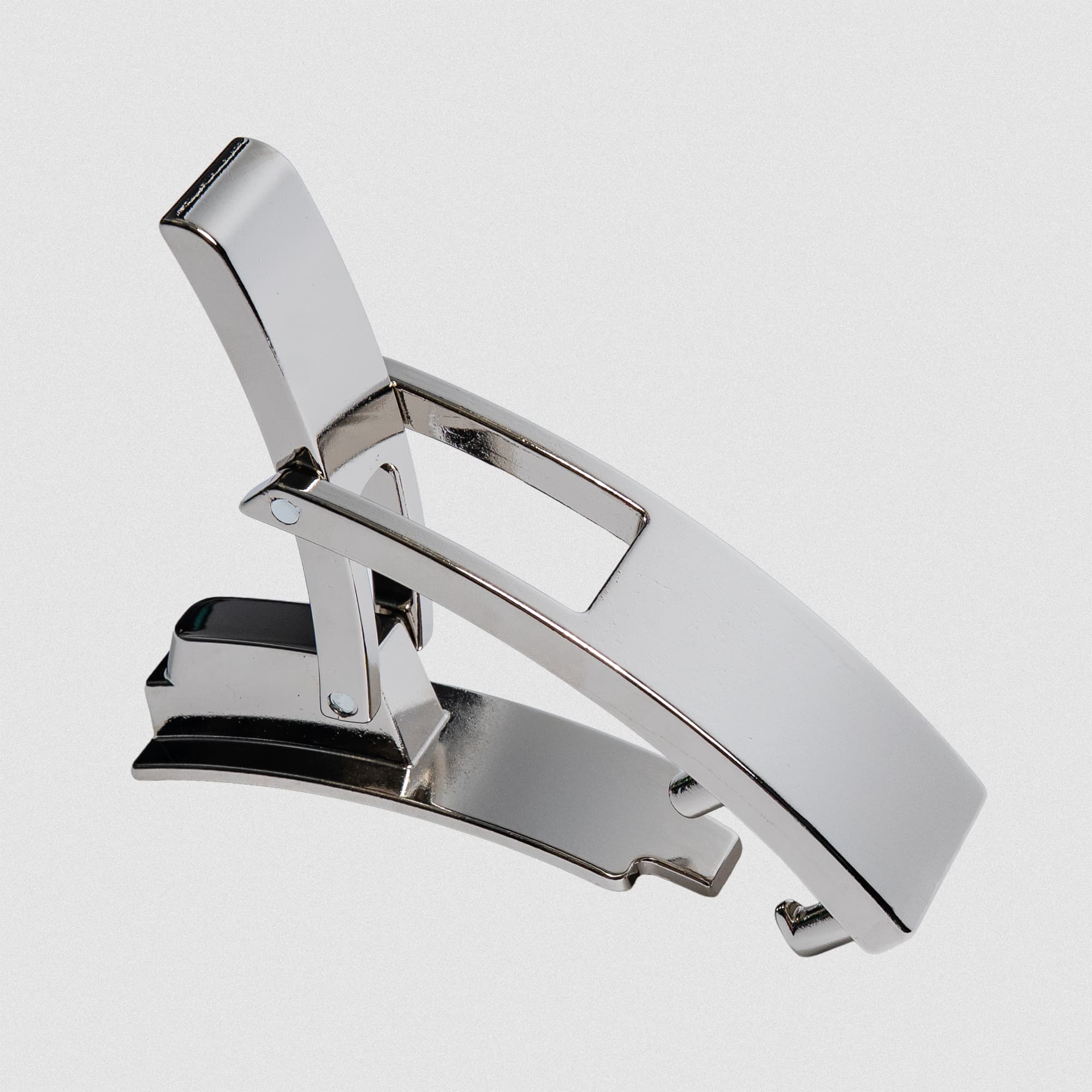 Top side shot of nickel lever belt attachment