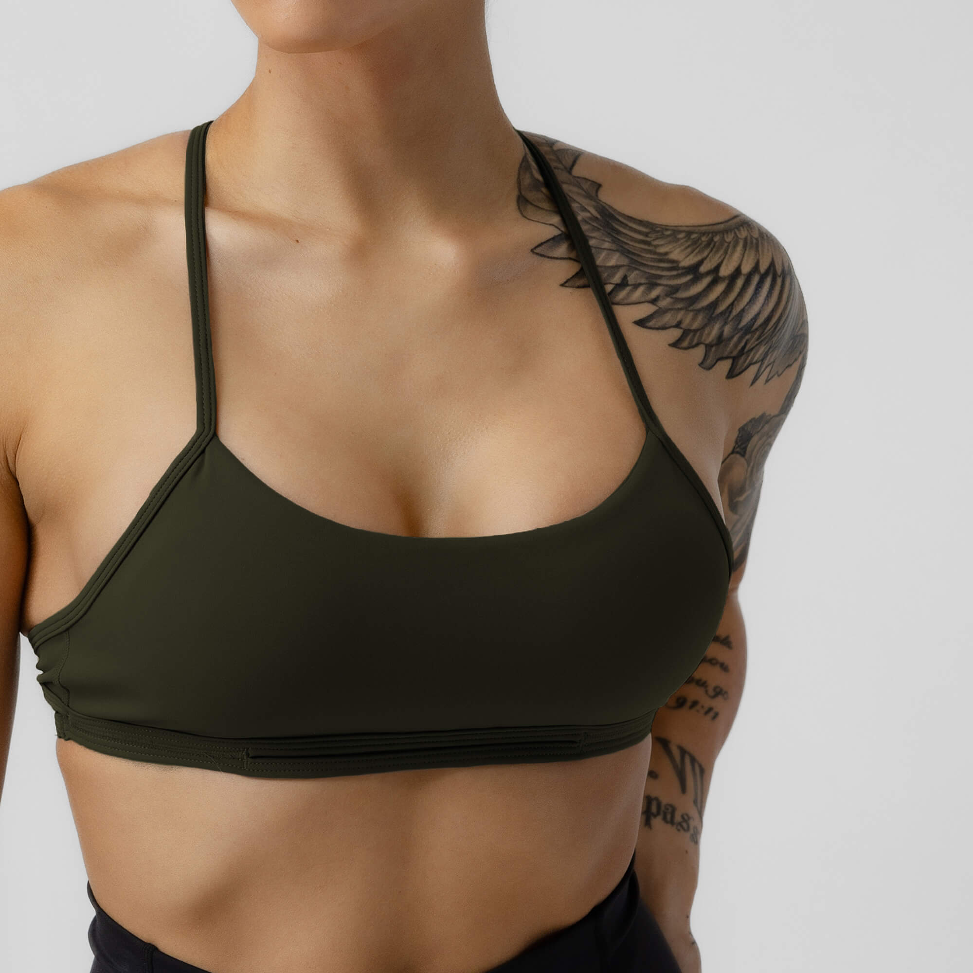 strategy bra forest green front close up