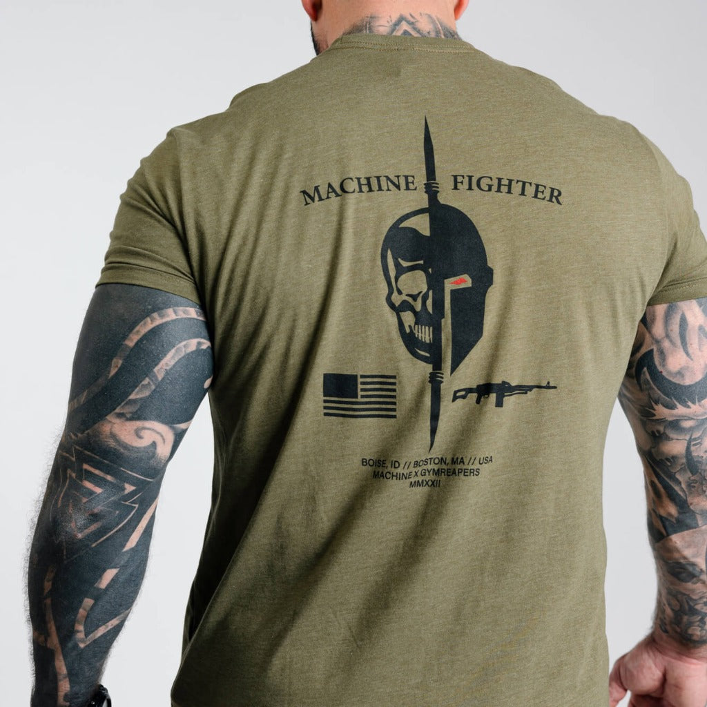 united tee military green back close up