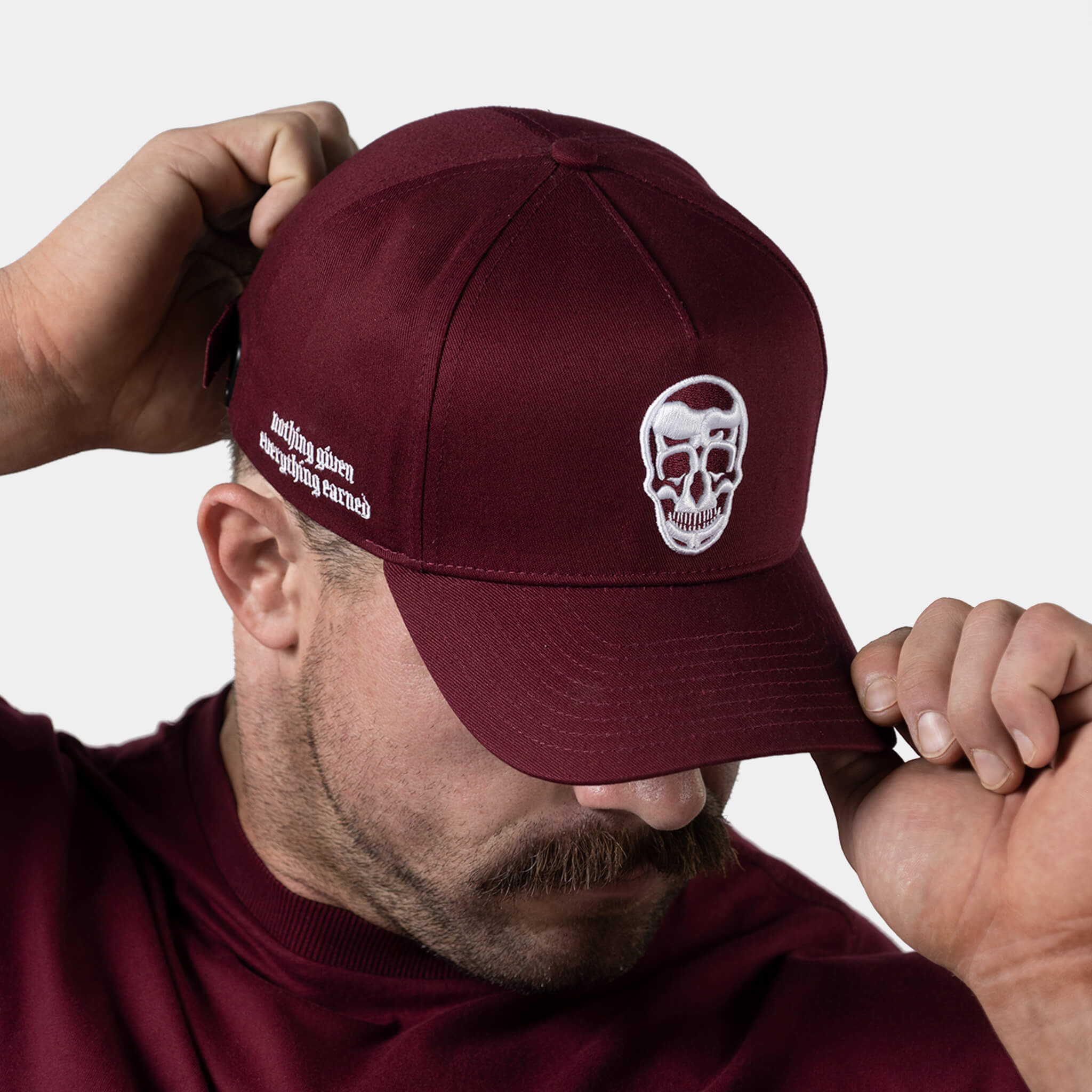 5 panel hat burgundy