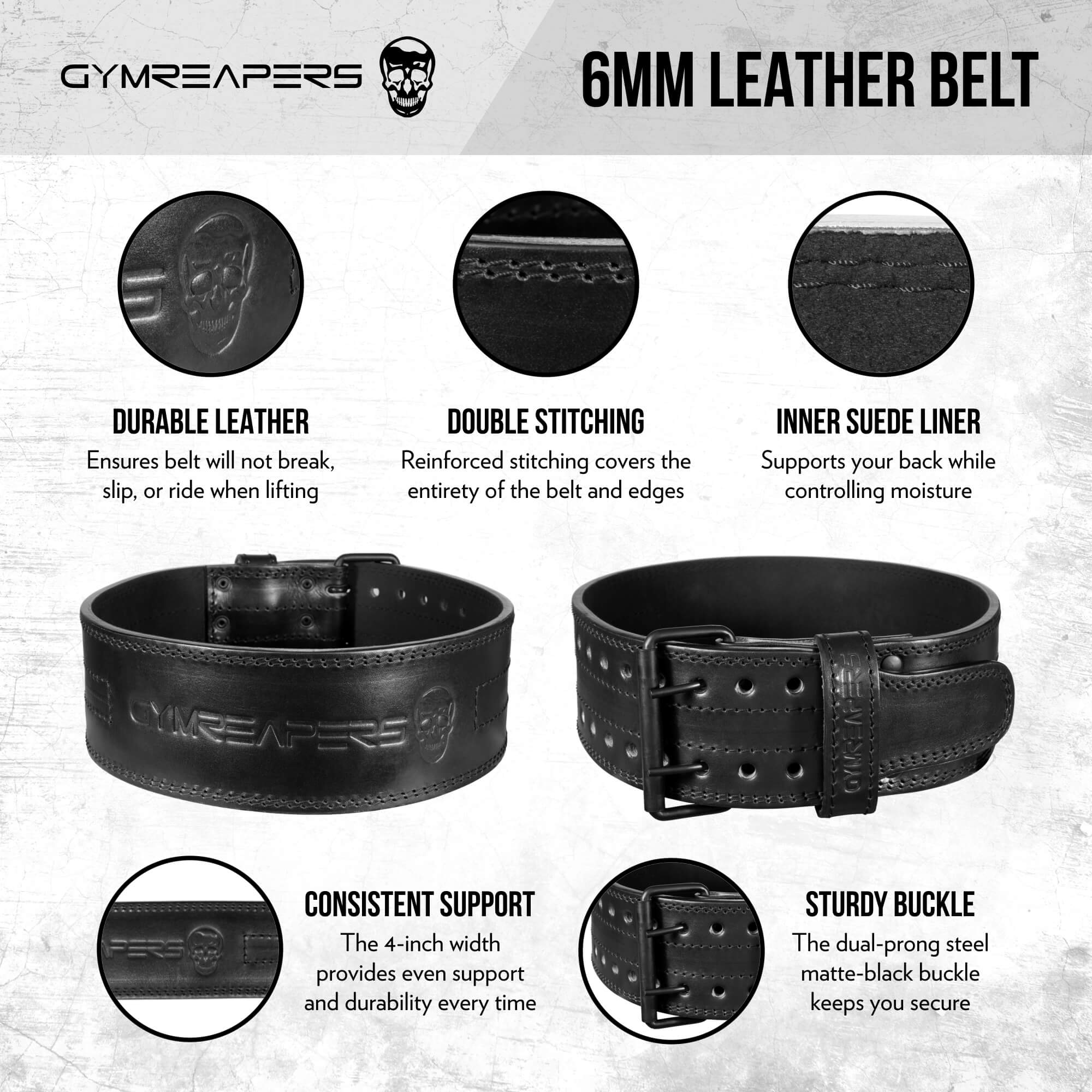 Gymreapers Leather Weightlifting Belt for Bodybuilding, Squatting