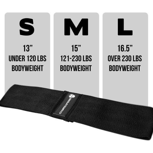 Gymreapers Hip Circle Bands in Black Size Chart