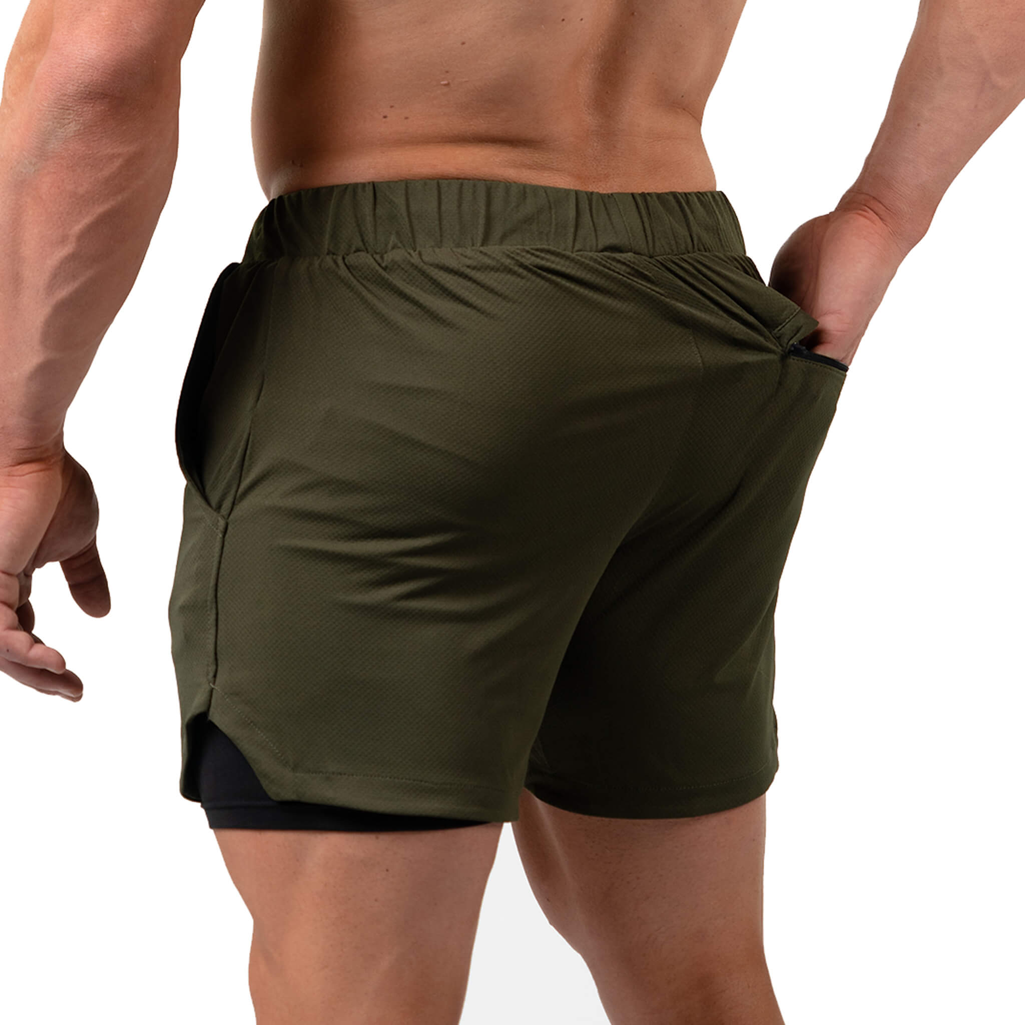 training shorts back green