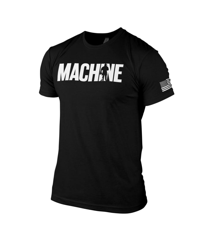 machine stamp tee front black