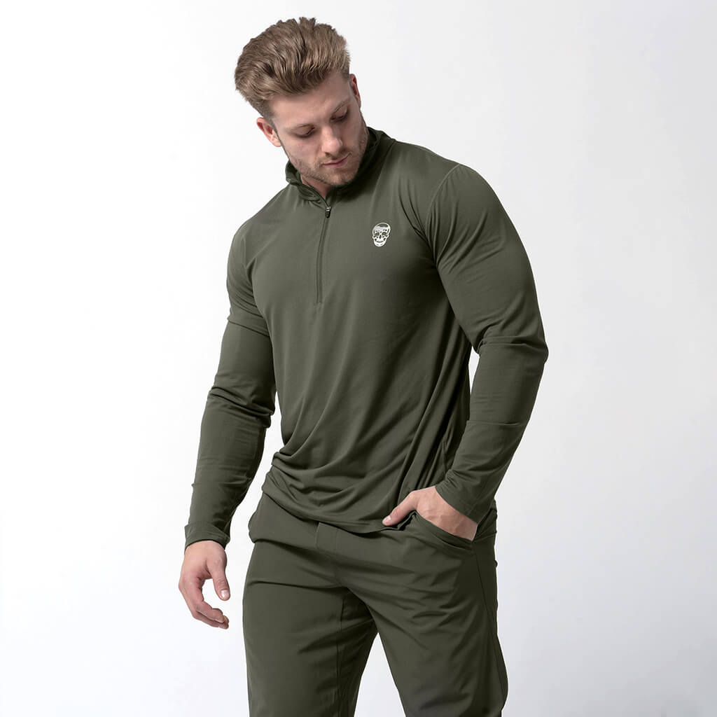 performance 1/4 zip green front