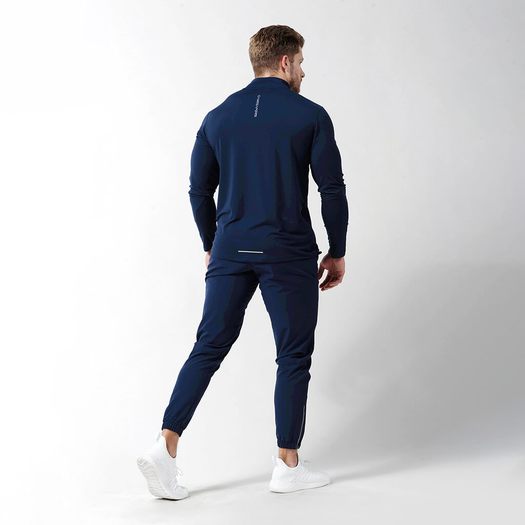 performance 1/4 zip navy back