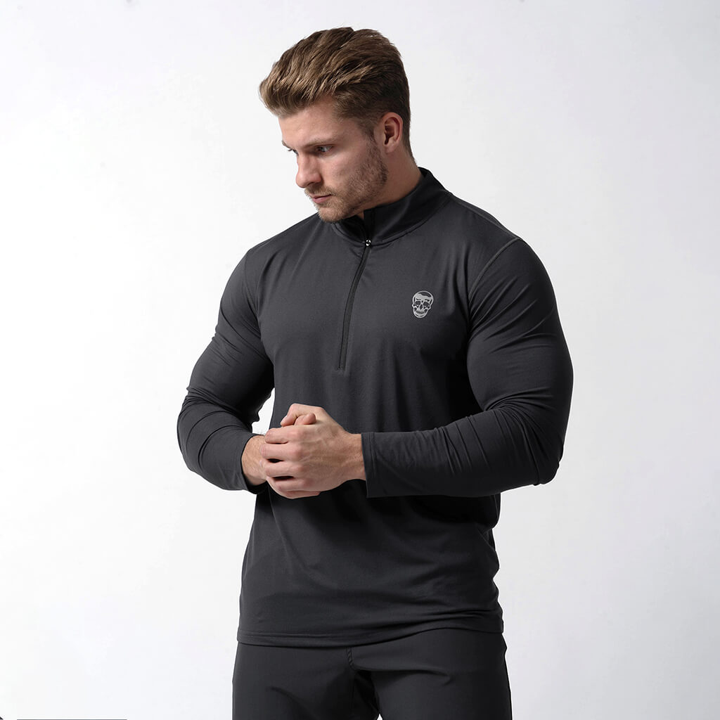 performance 1/4 zip obsidian front