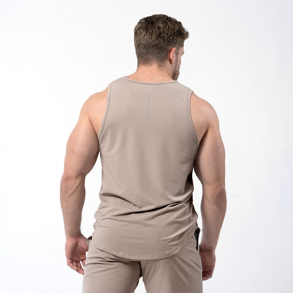 performance tank taupe back