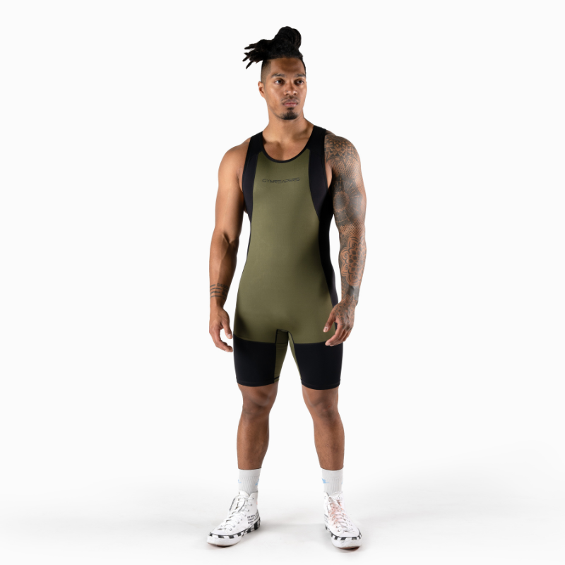 green weightlifting singlet