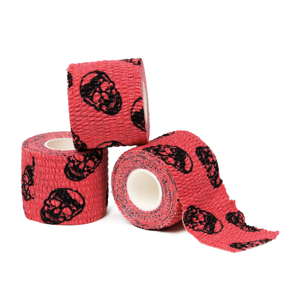 skull tape red unrolled