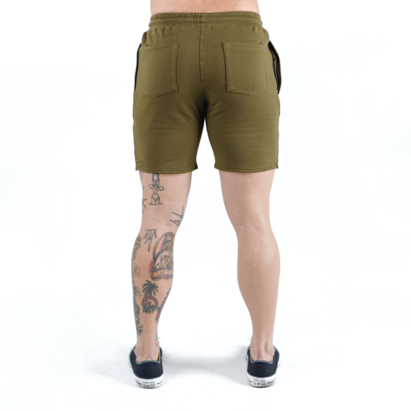 sweat shorts od green back