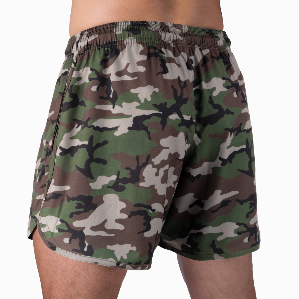training shorts woodland camo rear