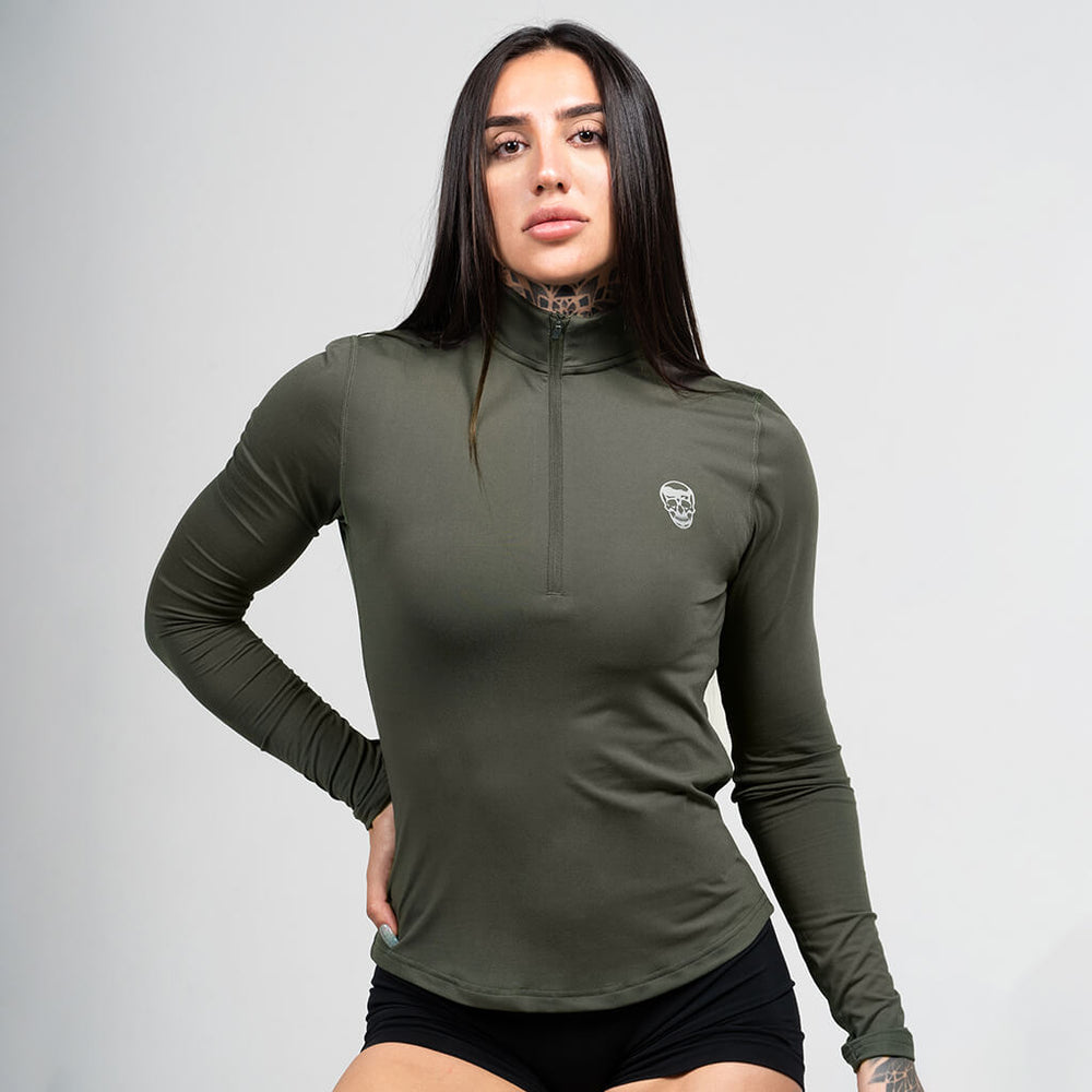 Women's Performance Quarter Zip OD Green