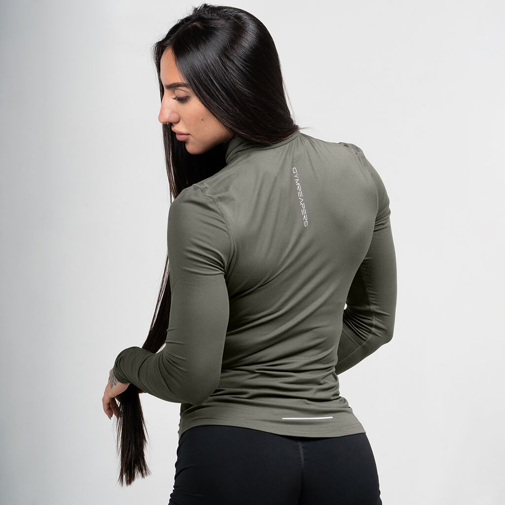 womens performance 1/4 zip green side